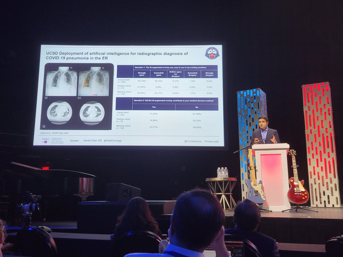 How will AI integrate into the clinic and patient care? Dr. @PatelOncology with an intriguing discussion of how this may be possible at #TexasLung24 from scan interpretation to finding appropriate clinical trials to EMR communications!