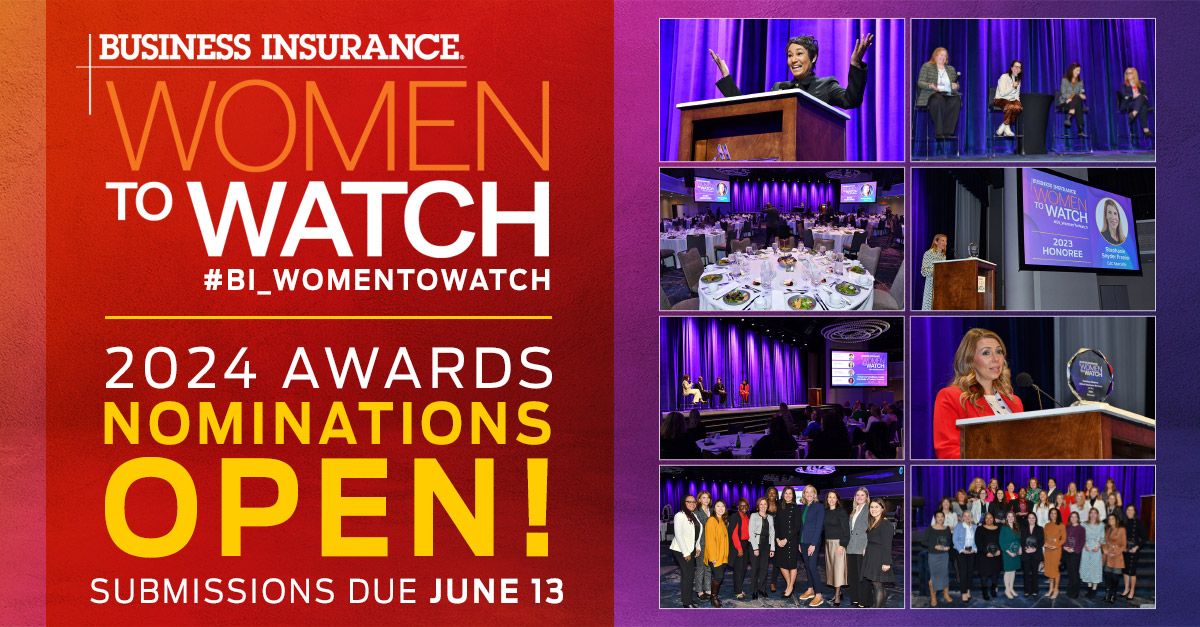 Business Insurance has been celebrating and empowering women in commercial insurance at the Women to Watch Awards & Leadership Conference since 2006! Who is your standout woman to watch? Nominate them at: bit.ly/3UXlYqp #BI_WomentoWatch #womeninleadership #insurance