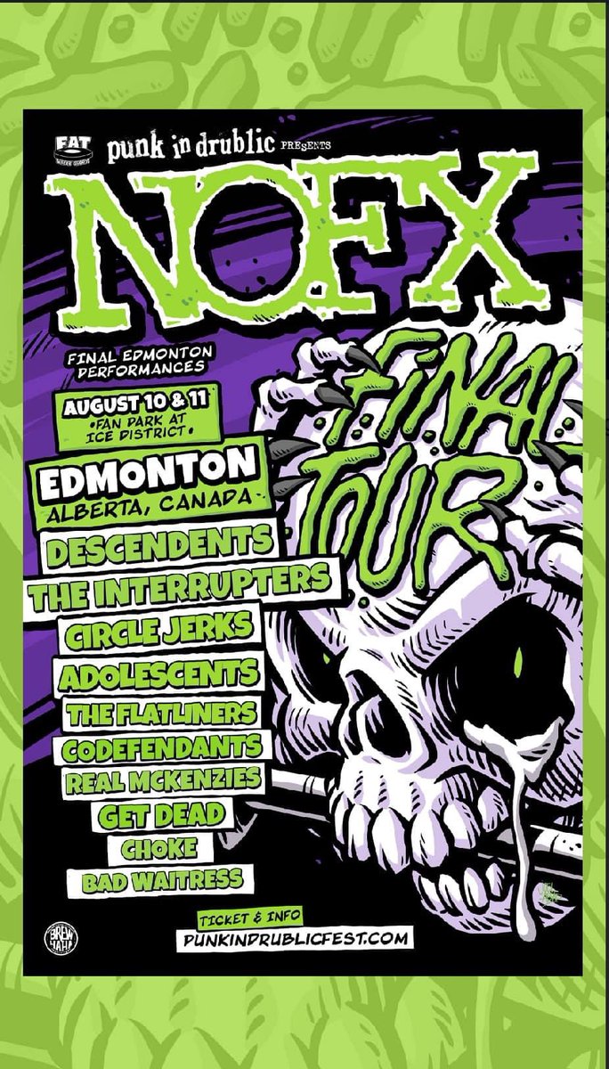 Oh. Em. Gee. 

I need to plan a trip to Edmonton for August 10/11!!! 

#punkindrublic #NOFX