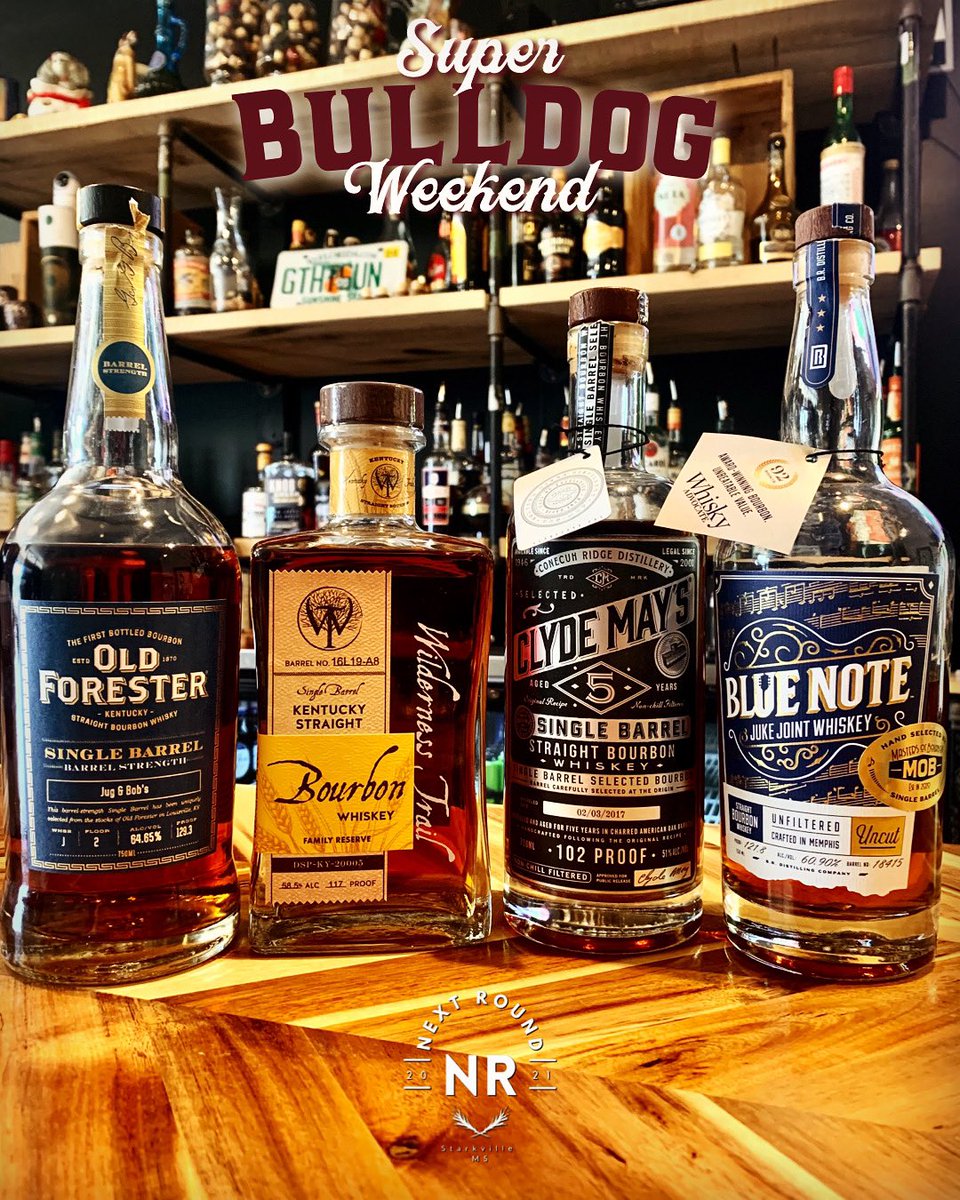 Happy Super Bulldog Weekend Rounders!

Doors are open, first pitch is at 6, and we have new barrel picks ready for your *Next Round* 

#ComeFlightWithUs 🥃

#HailState #PTLGD #SuperBulldogWeekend #SBW24