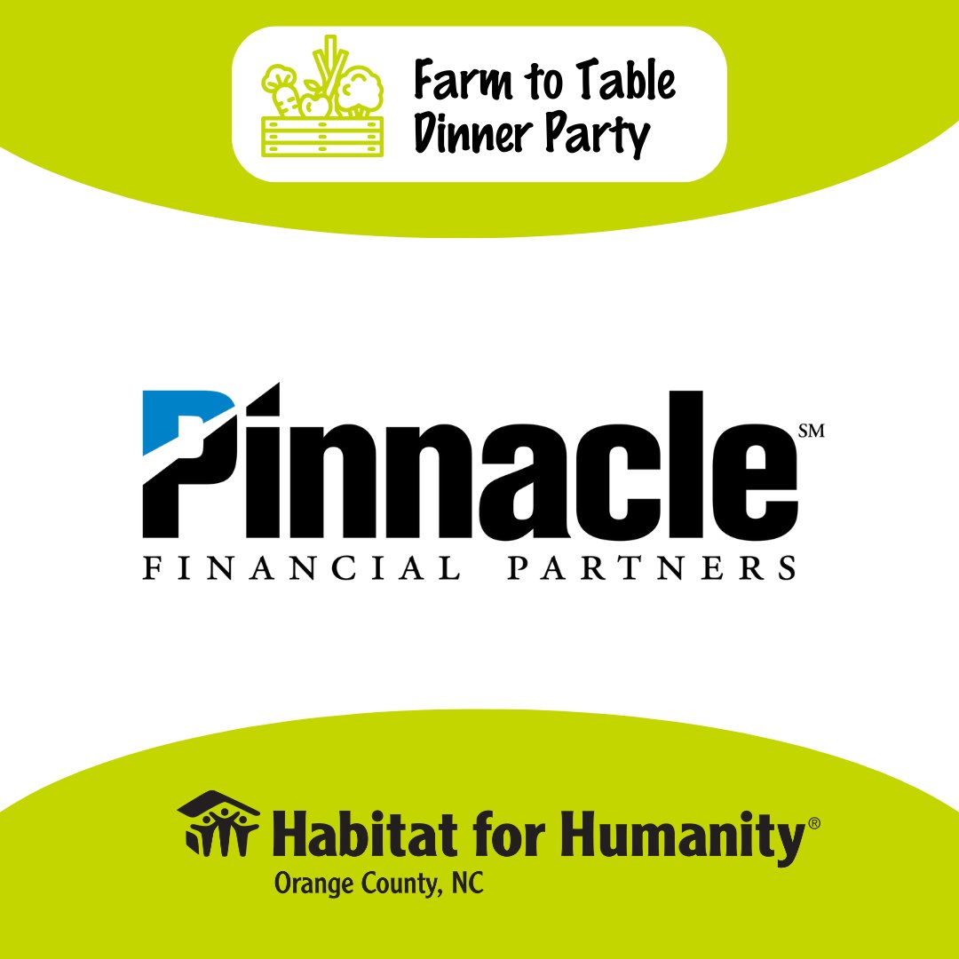 Thank you to one of our returning sponsors for our 4th annual Farm to Table Dinner Party, Pinnacle Financial Partners. We can't wait to celebrate our fundraising success with you tomorrow!