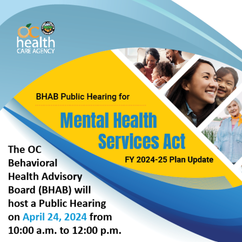 The OC Behavioral Health Advisory Board (BHAB) will host a Public Hearing on April 24, 2024 for the MHSA Plan. #MHSA 📌 Meeting information: Miriam Warne Community Room, 14491 Beach Boulevard, Westminster CA, 92683 📅 April 24, 2024, 10 am - 12 pm