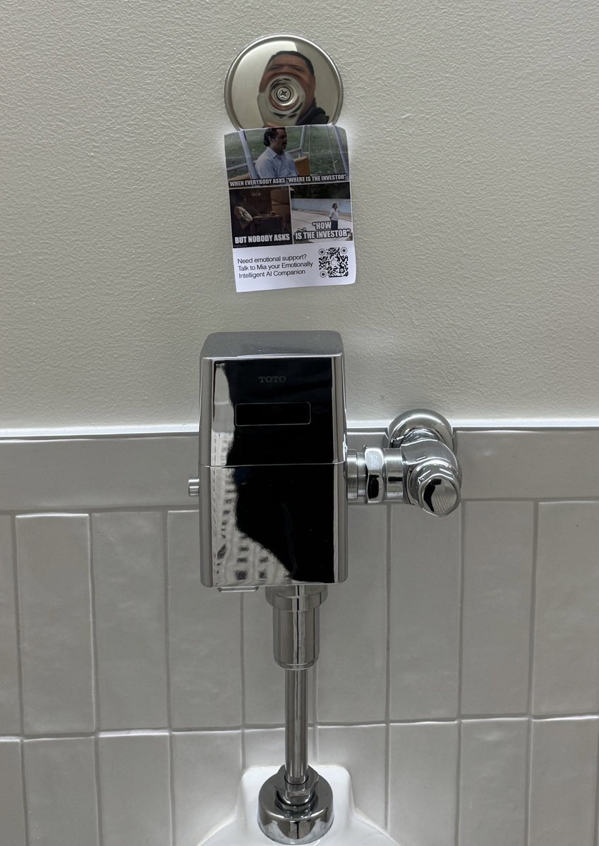 How to know the AI industry is overhyped and about to pop? Ads in SF bathrooms to DL the latest AI apps. Yeah bro, of all times to be hands-free.
