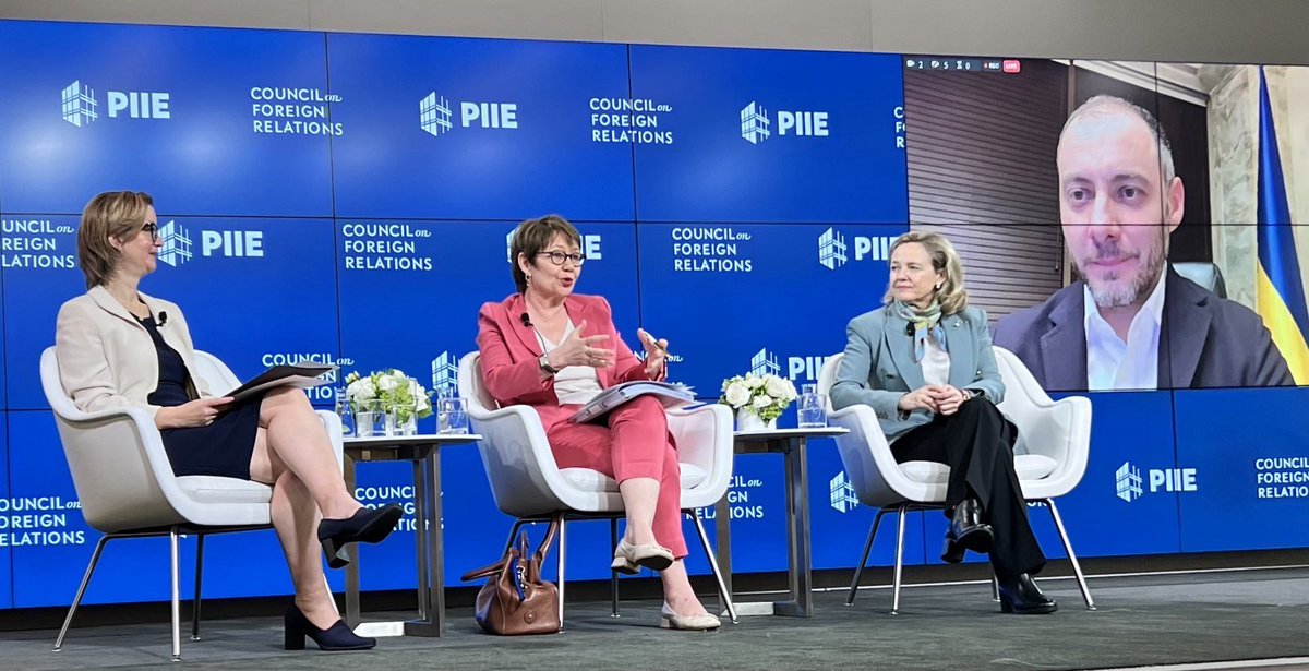 Strategies for a future reconstruction of Ukraine - thoughtful discussion with Vice PM @OlKubrakov and the @EIB head @NadiaCalvino - organised by @PIIE with @CFR_org. Watch back here: youtube.com/watch?v=Y2Lvzb…