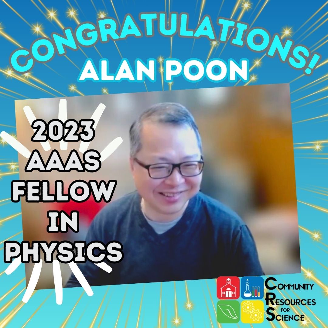 Alan has served on CRS' Board of Directors, Advisory Council & as a scientist mentor for 20+ years. While advancing the field of physics, he has inspired thousands of Ss to explore #STEM pathways. We're thrilled for him to receive 1 of the most distinguished science awards! 🥳