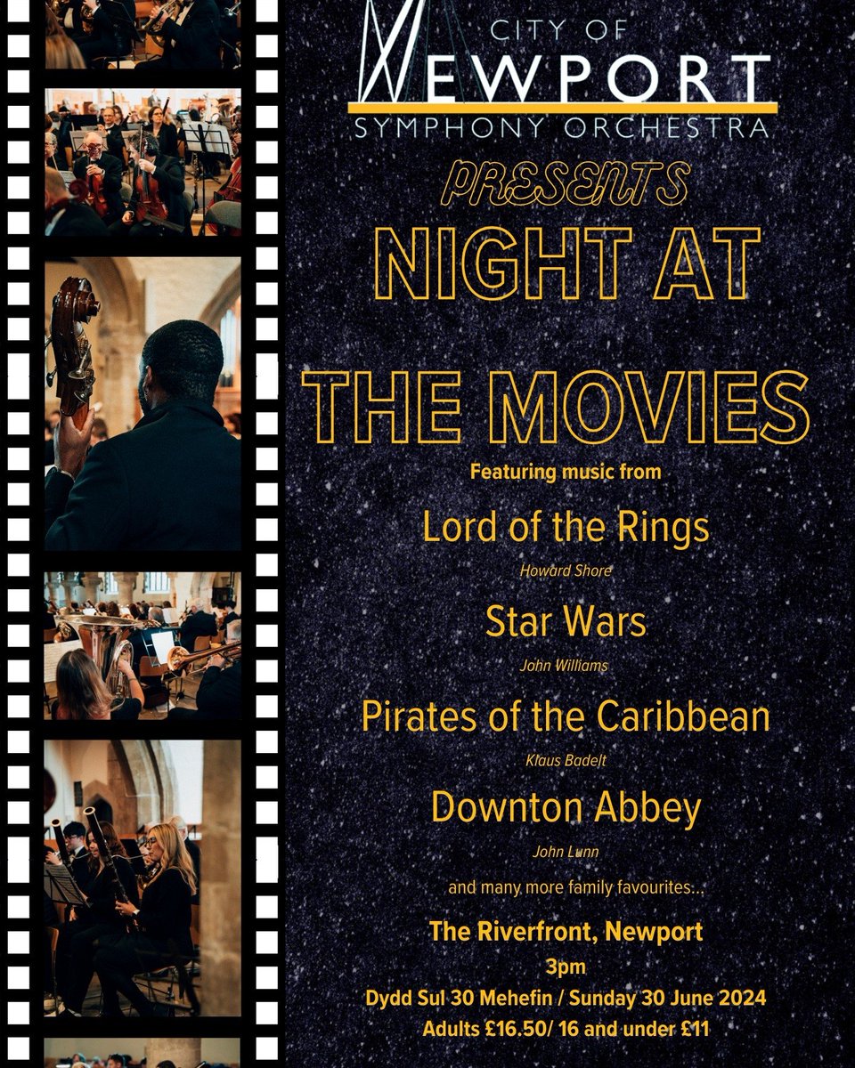 ❗️❗️We are delighted to announce the launch of our ticket sales for the upcoming Night at the Movies concert.
We will be performing on Sunday 30th June, 3pm at The Riverfront, Newport.
You can get your tickets here: bit.ly/cnsonightatthe…