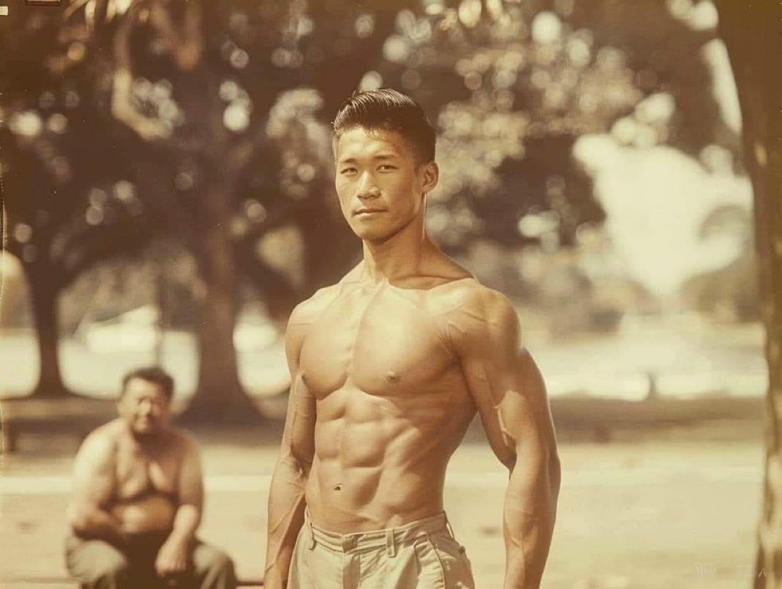 This photo was taken in 1946. 

This guy is Ken Shimizu. 

He is 35 years old. 
He has 2 children. 
He never runs. 
Sleeps late. 
Eats whatever he wants. 
Even drinks beer instead of water. 
Eats dinner with many kinds of food every night... 
What does Shimizu do to get such a…