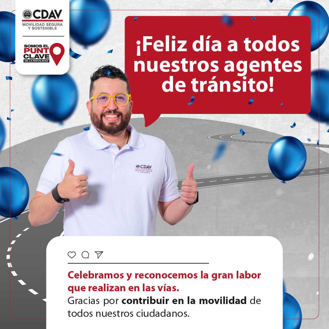 CDAVCali's tweet image. Desde el CDAV, extendemos nuestras felicitaciones y agradecimientos por su invaluable labor en guiarnos hacia una movilidad segura. ¡Gracias y felicidades en este día especial para todos los agentes del tránsito! 🙌🤩