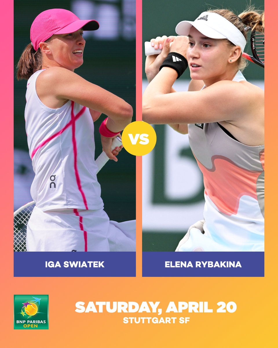 Chapter 6️⃣ ⚔️ @iga_swiatek takes on Elena Rybakina in the Stuttgart semis! #TennisParadise