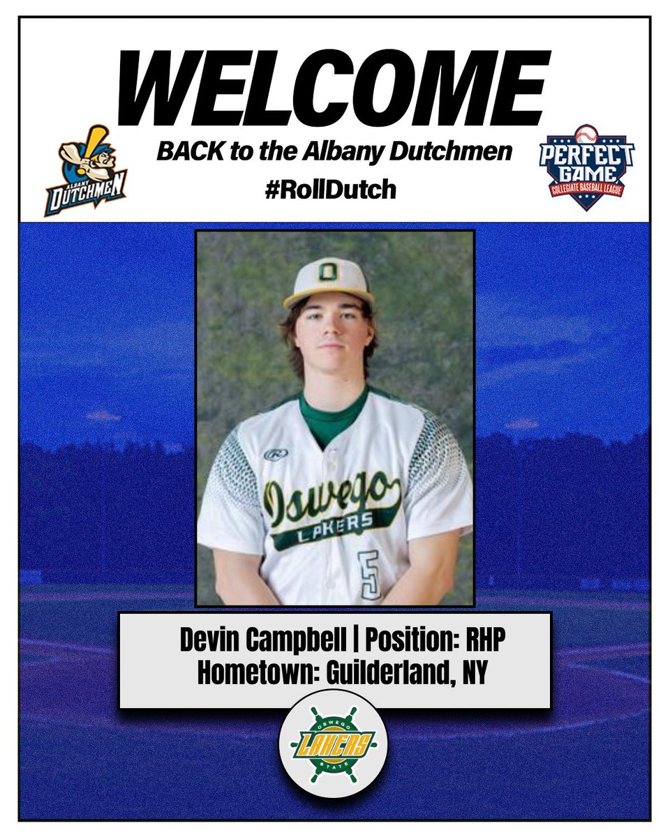 DutchmenPGCBL's tweet photo. WELCOME TO THE DUTCH

@JamroszLogan  (@Herk_Baseball 

Devin Campbell (@OswegoBaseball)

Tyler Scorzelli (@CobleskillBase)

Amped to have these three local arms deal for us this summer!

#RollDutch https://t.co/u2i5FErBbS