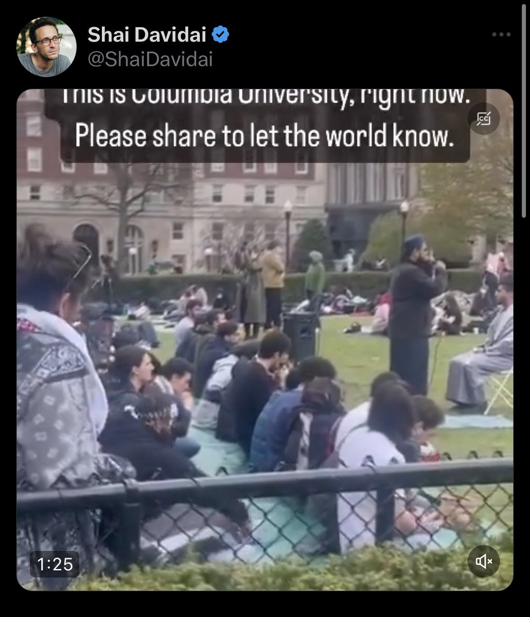 this racist freak is mad that muslims dare to pray in public. @Columbia arrested 100+ students and @BarnardCollege suspended me before doing anything about this professor despite me reporting him since october for harassing us individually. sick institution.