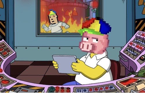 PorkPunks's tweet photo. Control room crisis! 

Looks like we turned up the heat a tad too much on the CryptoPunks 🐷🔥 https://t.co/DbnxyExrDU