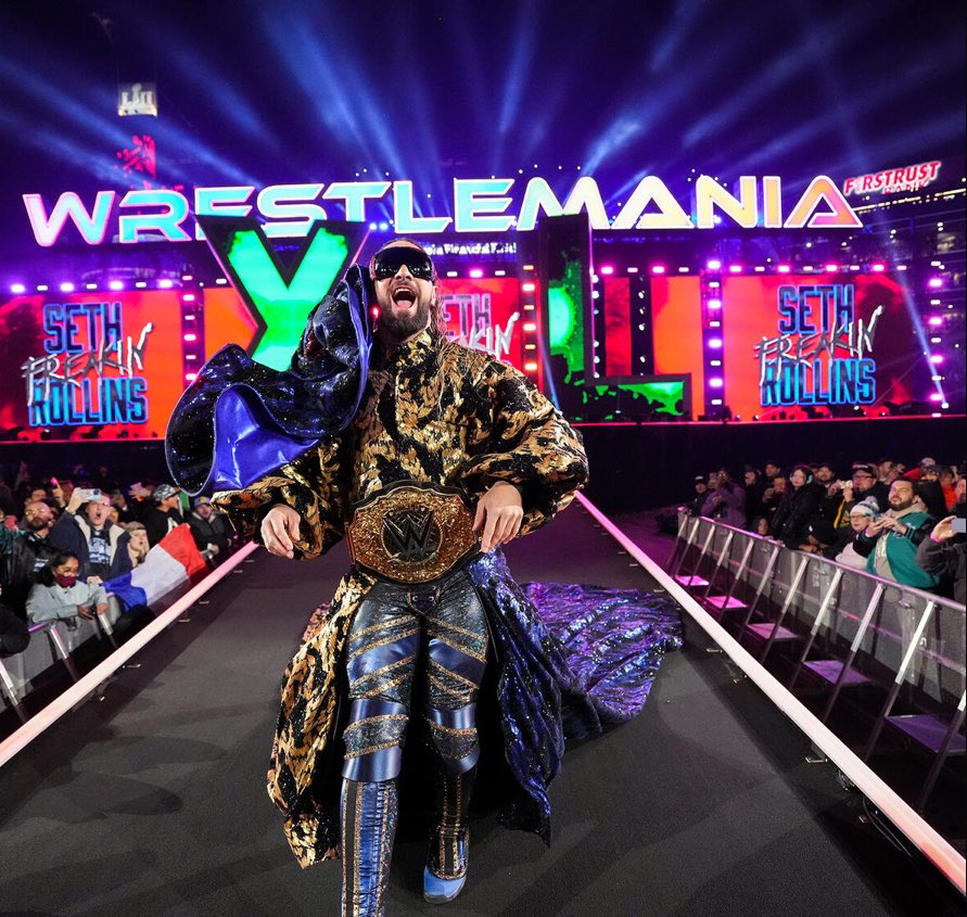 WrestleOps's tweet photo. Seth Rollins competed on both nights of WrestleMania XL with a torn meniscus.

The MVP. https://t.co/mDpQrA0ShU