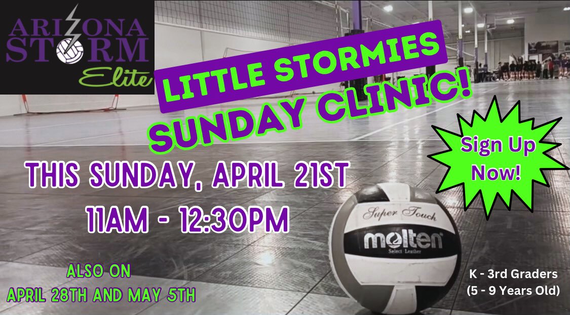 LITTLE STORMIES SUNDAY CLINIC! We hope to see new and familiar faces this Sunday! Sign up online now⚡️💜