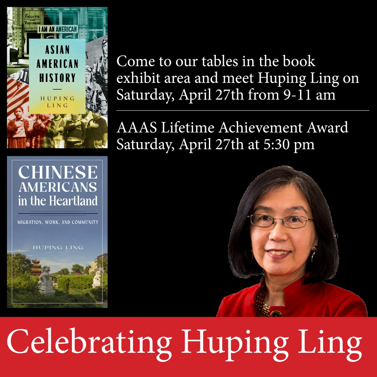 Celebrating Huping Ling—winner of the AAAS 2024 Lifetime Achievement Award 30% conference discount (+ free U.S. shipping). Use discount code: RAAAS24 rutgersuniversitypress.org/association-of… #AAAS24 #AsianAmerican