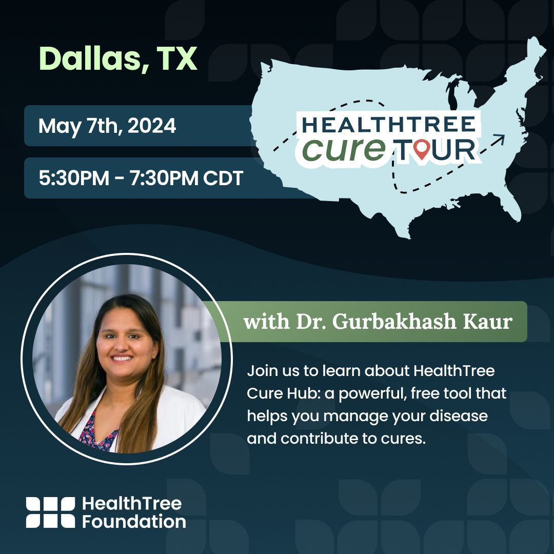 See you on May 7th!🗓 Cure Tour📍Dallas, TX: buff.ly/3xJrQKz @GKaurMD @utswcancer #healthtree #bloodcancers #leukemia #lymphoma #myeloma #multiplemyeloma #smolderingmyeloma #mgus #cll #mds #aml #myelofibrosis #follicularlymphoma #dlbcl