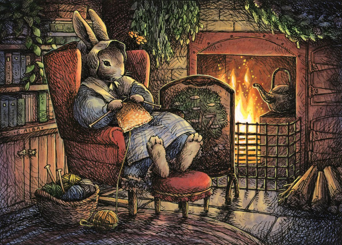 emjanerothwell's tweet photo. Wishing you all a snug &amp; cozy night after a full week. Thank you for following me. Sweet dreams, everyone 🥰♥️ 
(Art by Elisabeth Alba) https://t.co/BnfpCVCKvr