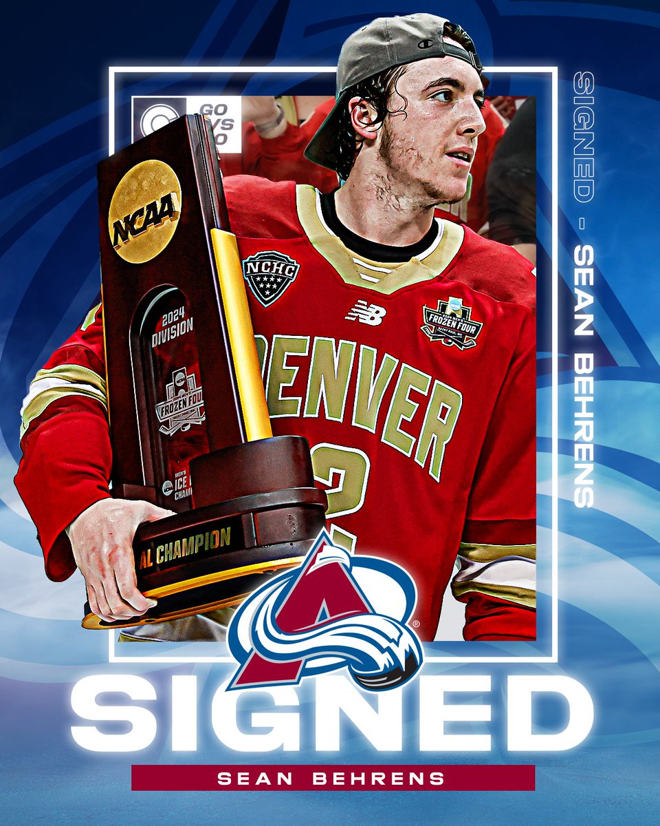 We have signed defenseman Sean Behrens to a three-year, entry-level contract beginning in 2024-25.

He will report to the Colorado Eagles on an Amateur Tryout Contract.

#GoAvsGo