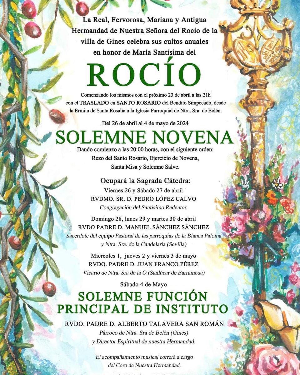 Cultos de la Real, Fervorosa, Mariana y Antigua Hermandad de Nuestra Señora del Rocío de la villa de Gines.