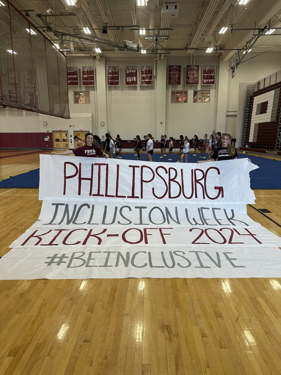 StatelinerCheer's tweet image. Ava and Chloe also made the HUGE banner that was used at Monday’s Inclusion Week kickoff- it turned out great!!🐾👏 #InclusionWeek #ChoosetoInclude