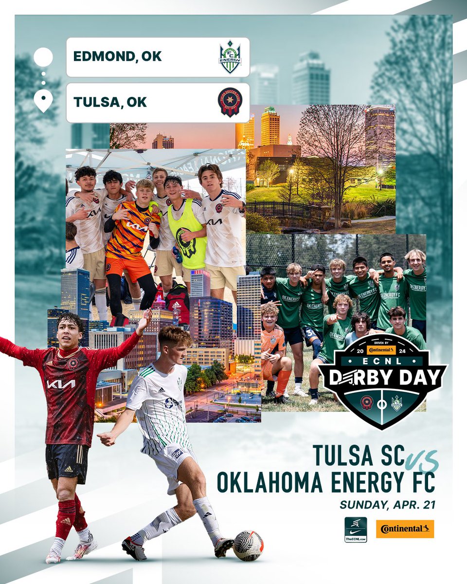 The Continental Tire ECNL Derby Day heads to Oklahoma this weekend! @TulsaSC | @Oklahoma_FC