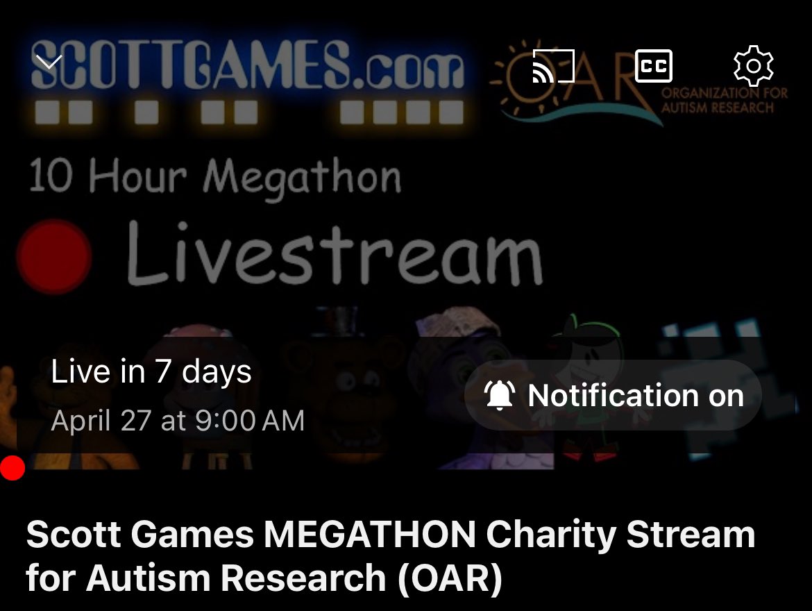 7 days remain until Our 10 hour big charity megaton stream for @AutismOAR featuring @cweemyboy_ @cawthonmedias @GraySlicer09 and more!! So excited for this one!
