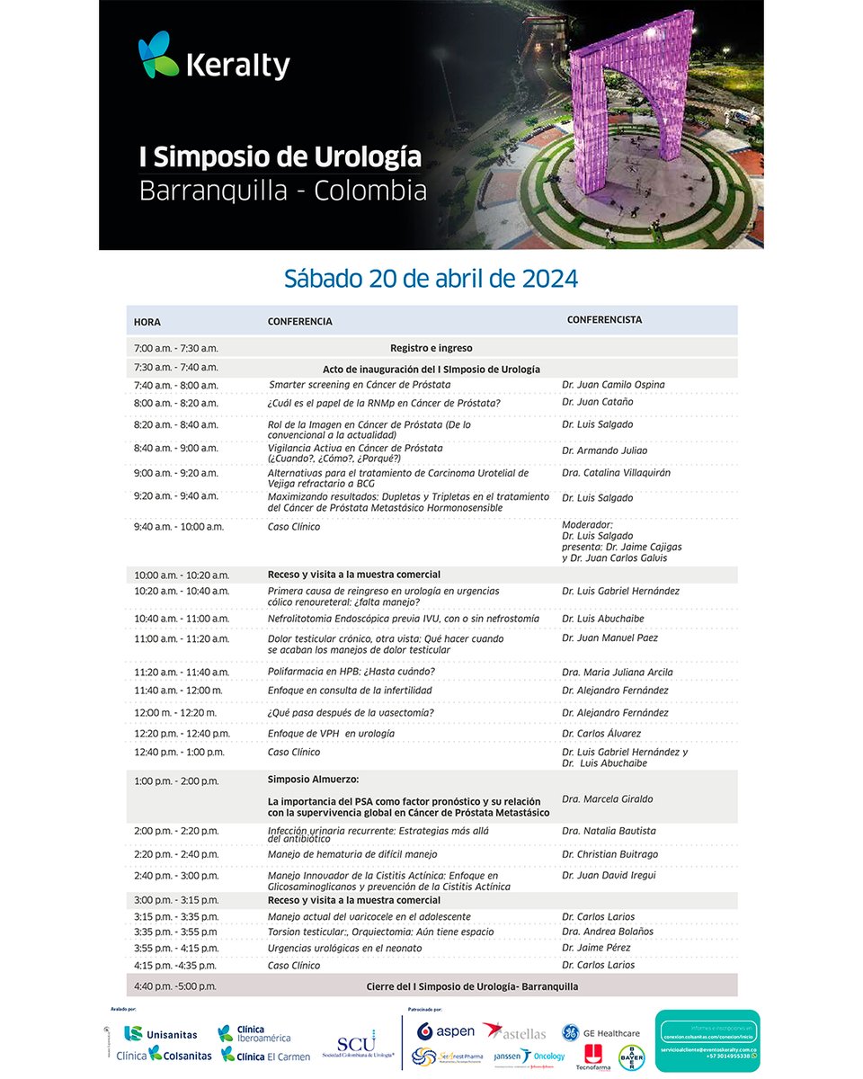 I SIMPOSIO DE UROLOGÍA 📍Barranquilla 📆 Abril 20, 2024 🕣 7:30 am