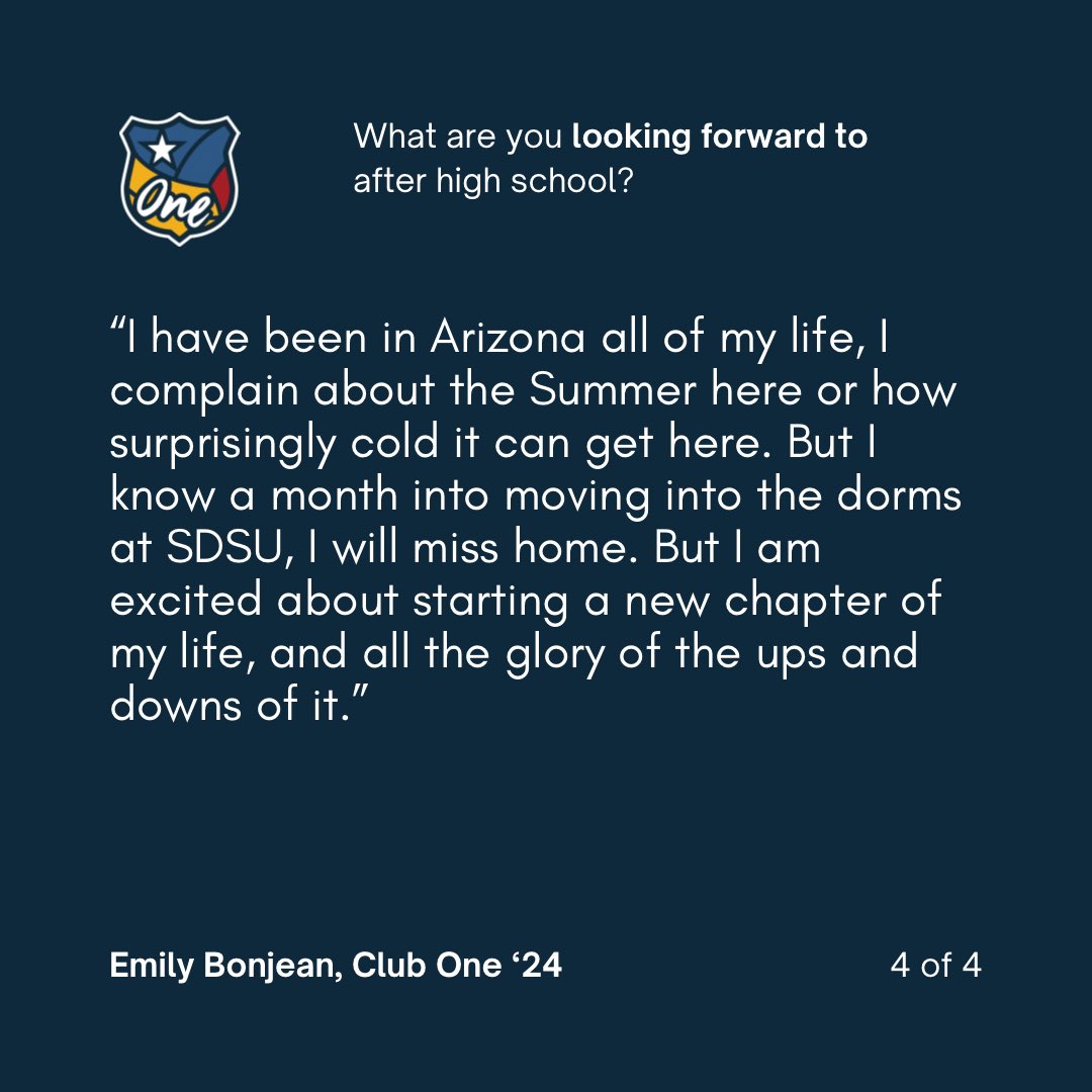 Swipe through for a meaningful lesson Emily learned from Coach Caren this year 💯❤️ (Emily Bonjean, Club One Class of ‘24) We’re so grateful for our graduating seniors 💛 Keep checking back as we continue to feature our Q&A with each of these special young women. #ONEVBFAM