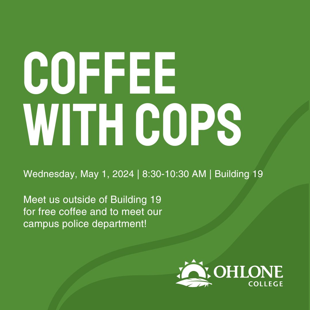 Start your morning off right with a cup of coffee and a fun conversation with our campus police team! ☕ Meet us in front of building 19 to join in on all the fun. See you there!