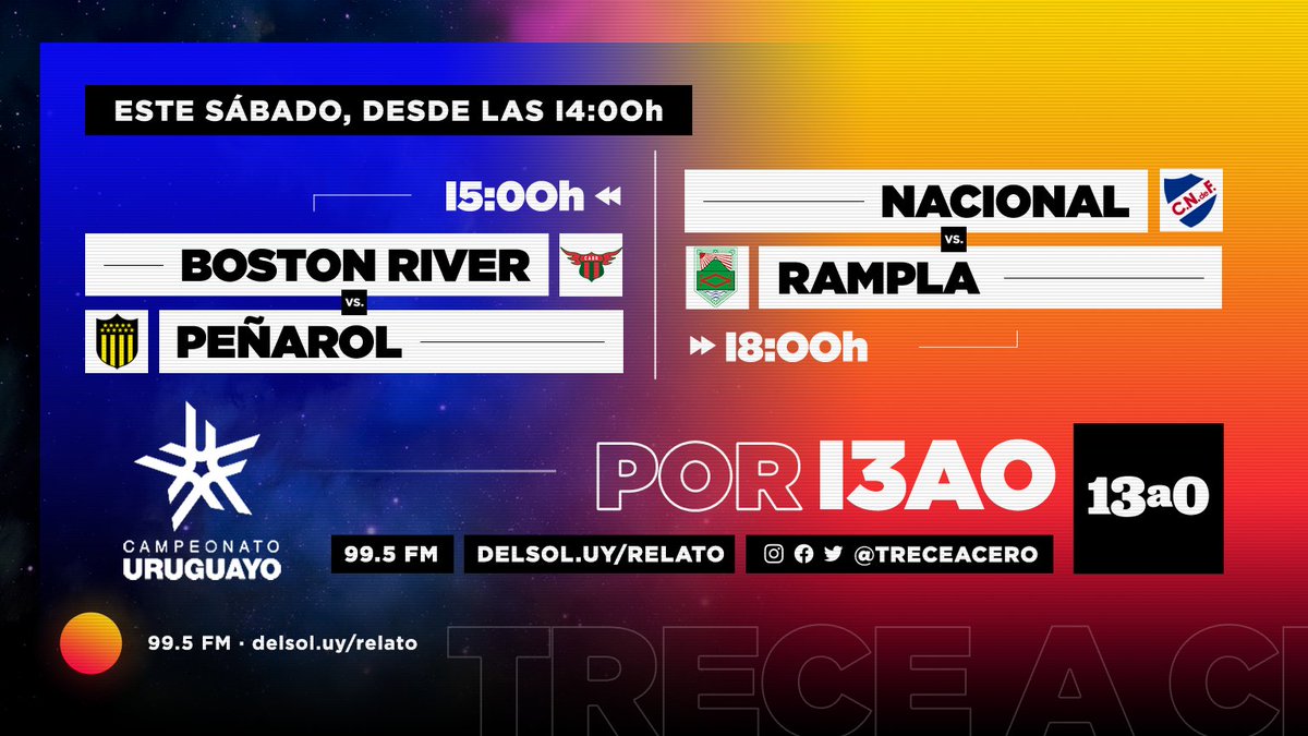 ⚽ Sábado en @treceacero 📲 delsol.uy/relato 📻 99.5 FM