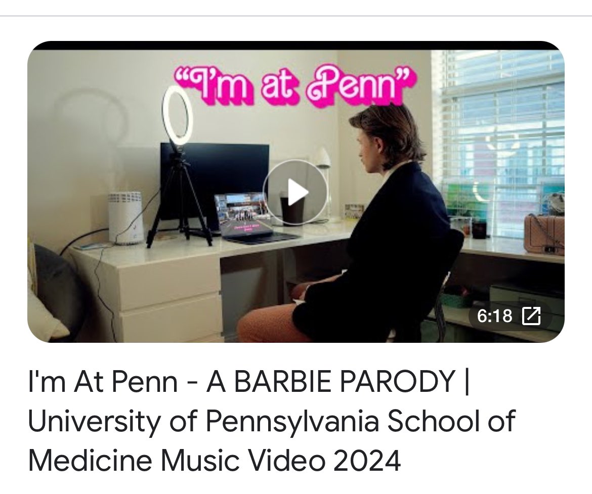 😍I'm At Penn - A BARBIE PARODY | University of Pennsylvania School of Med... youtu.be/NW51syZkQX4?si… via @YouTube