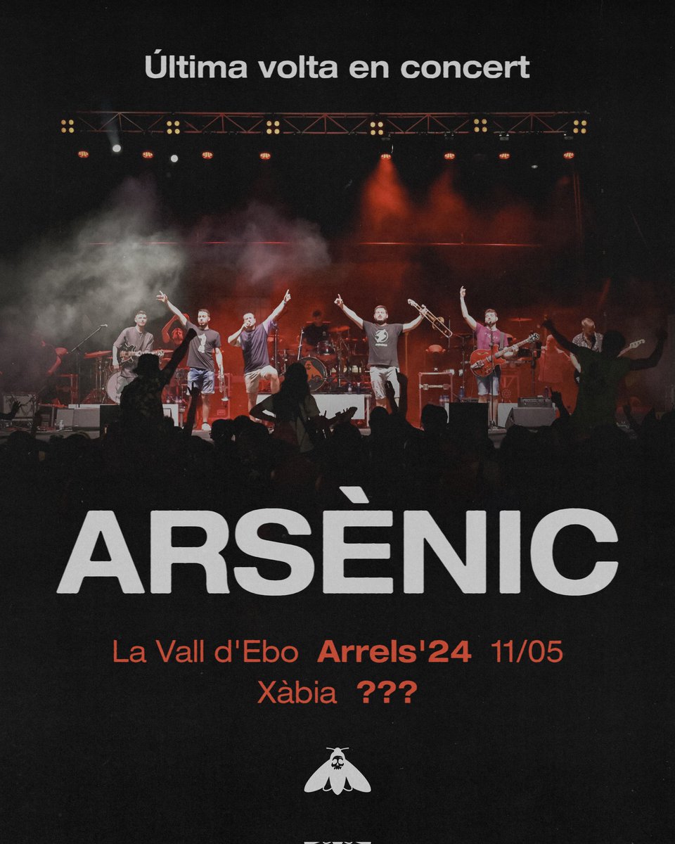 Més que un grup, hem sigut familia, i a la familia se li deu un acomiadament. 

Després de 7 anys, el camí d'Arsènic aplega al seu final i hem preparat 2 últims concerts per vore'ns i acomiadar-nos com cal. T'apuntes a l'última parada? 

Aquest és el nostre últim anhel ❤️♠️.
