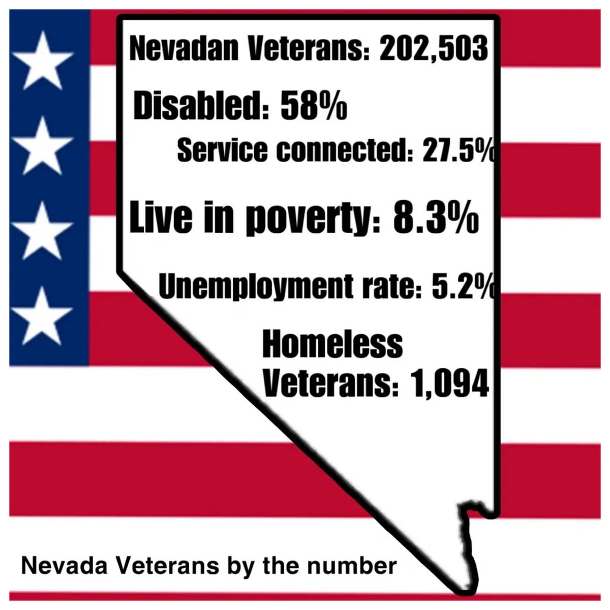 Nevada ranks 7th-highest for its Veteran population
 #americanhopefoundation #veterannonprofit #veteranowned #disabledveteran #Veteran #military #veterans #americanhope #nevada #northernnevadaveterans #nevadaveterans