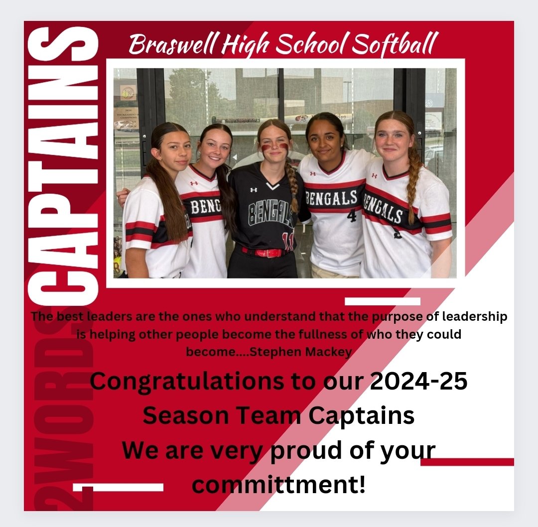 Very proud of these girls for being chosen to represent Braswell Softball at the Captains/Leadership Academy. 
#2words
#BeTheChange 
#Braswellhighschool