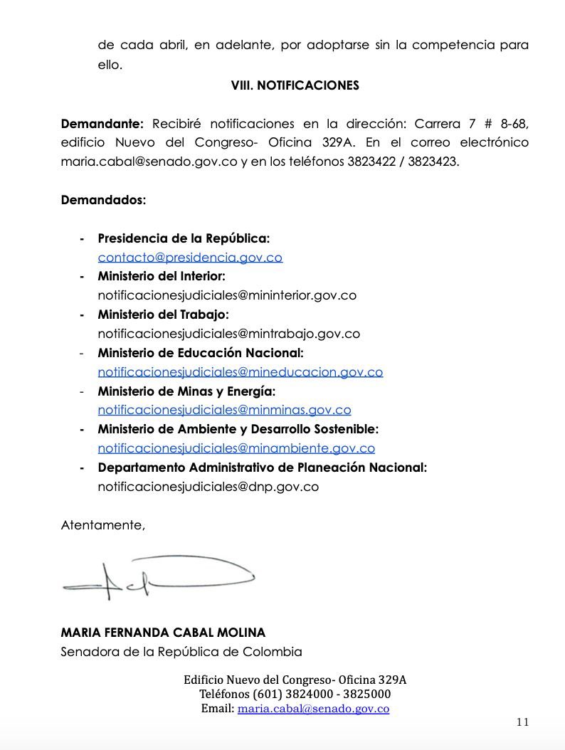 MariaFdaCabal's tweet photo. Acabo de radicar ante el Consejo de Estado demanda de nulidad simple contra el decreto Decreto 0500 del 18 de abril 2024, por falta de competencia de la Presidencia para decretar días cívicos y falsa motivación.

Petro no está por encima de la Constitución y la Ley. https://t.co/PCF6ykYJxJ