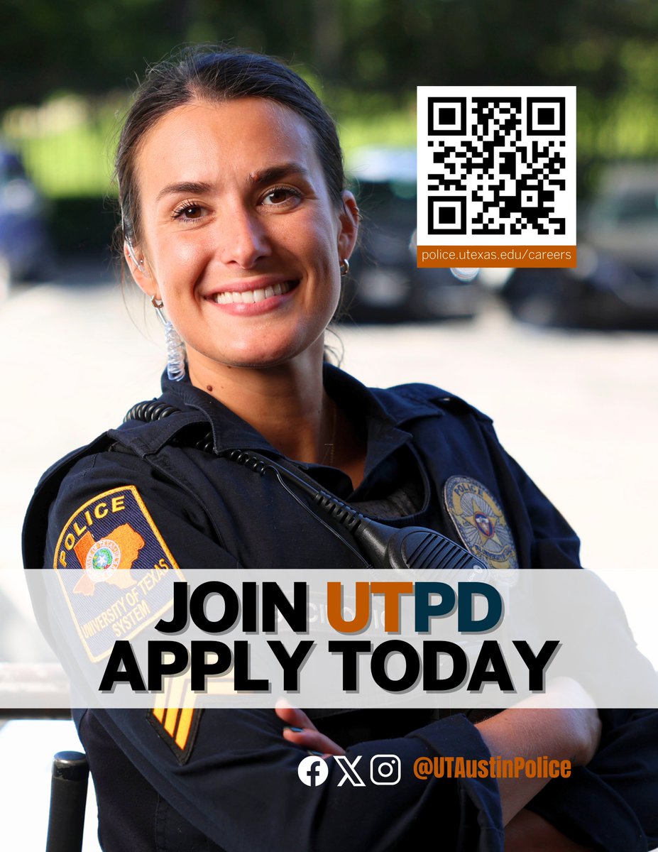 Looking for a new career? Make a positive difference in our community and join UTPD as a police officer, 9-1-1 emergency communications operator, or public safety officer! We're hiring!🤘🏾police.utexas.edu/careers