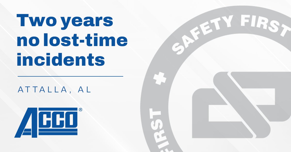 Today, our Attalla facility celebrates two years of no lost-time incidents. Congratulations to the entire team as we mark this significant safety milestone! 

#safety #acco #hoists
