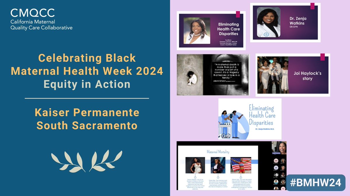 Shining a spotlight on @aboutKP South Sacramento who stepped up for Black Maternal Health Week with a virtual webinar, on Eliminating Health Care Disparities, aimed at breaking down barriers and uplifting Black mothers and birthing people. #BMHW24