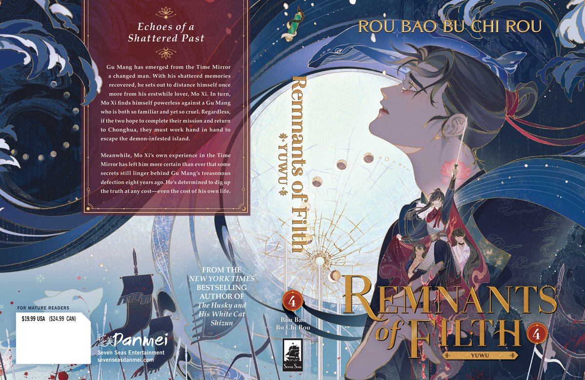New #danmei cover reveal! ✨ REMNANTS OF FILTH: YUWU (NOVEL) Vol. 4 by NYT bestselling author Rou Bao Bu Chi Rou with gorgeous art by St! For Mature readers. #SevenSeasDanmei #RemnantsofFilth #Yuwu Out in English print/digital this July—pre-order now! sevenseasdanmei.com/#rof-yuwu4