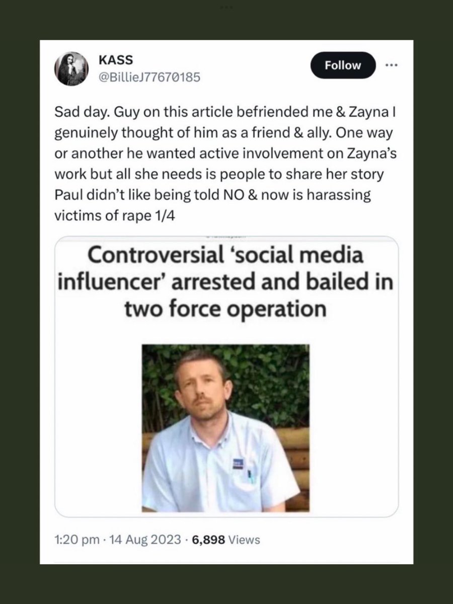 The 'ormskirk vigilante' was responsible for the horrific online abuse of sexual assault victim @ImanZayna. He had others join in. Thank you @Neil_Wilby for highlighting that he has been served an injunction for similar behaviour towards another woman👇🏻 neilwilby.com/2024/04/19/bla…