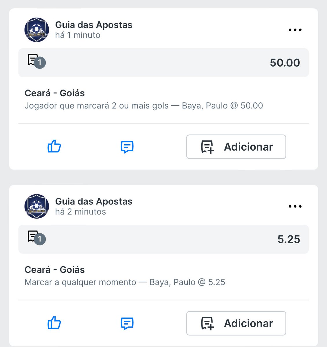 Tem torcida do Ceará e do Goiás aqui? Amanhã temos Ceará vs. Goiás na 1ª rodada da Série B e eu gosto de dois anytimes, um de cada equipe. Erick Pulga anytime 6.00 Erick Pulga 2 ou mais 70.00 Paulo Baya anytime 5.25 Paulo Baya 2 ou mais 50.00 Odd's da @superbet_br. Ambos os