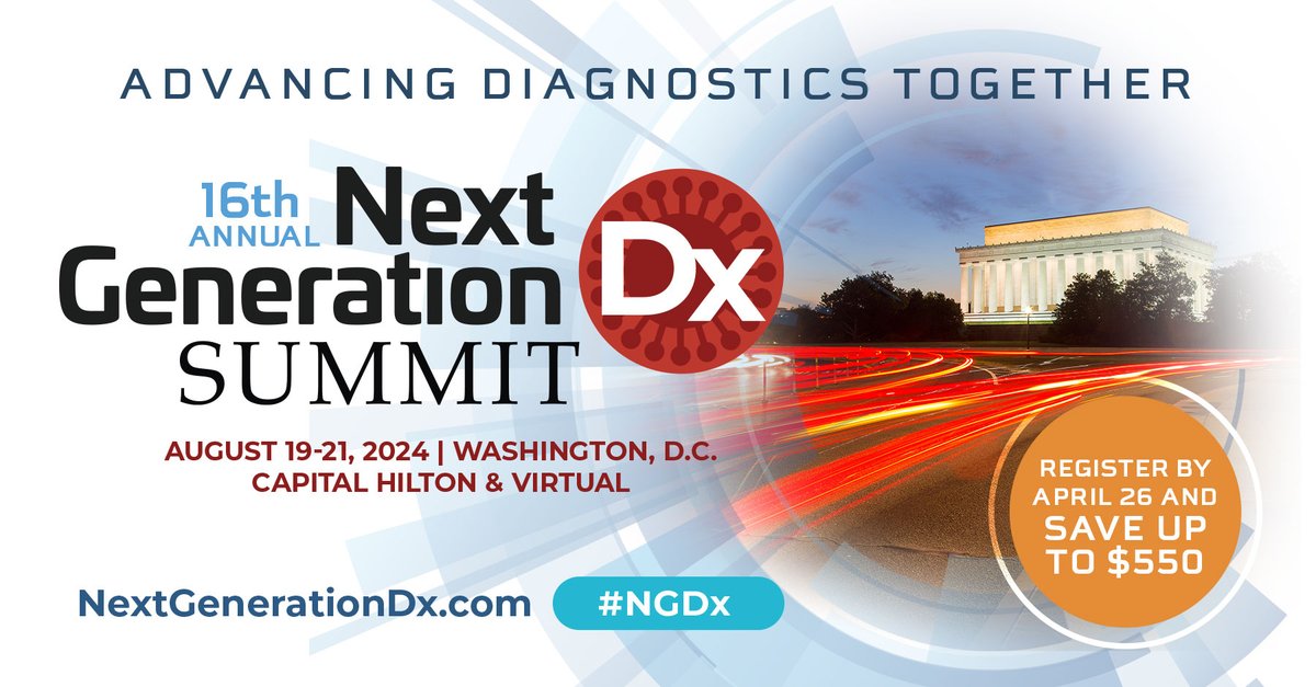 #NGDx early-bird registration discounts expire this Friday, April 26. View the agenda, our 2024 speaker lineup and register today to lock in early-bird rates at tinyurl.com/279jrtbt
#POC #Diagnostics #InfectiousDisease #liquidbiopsy