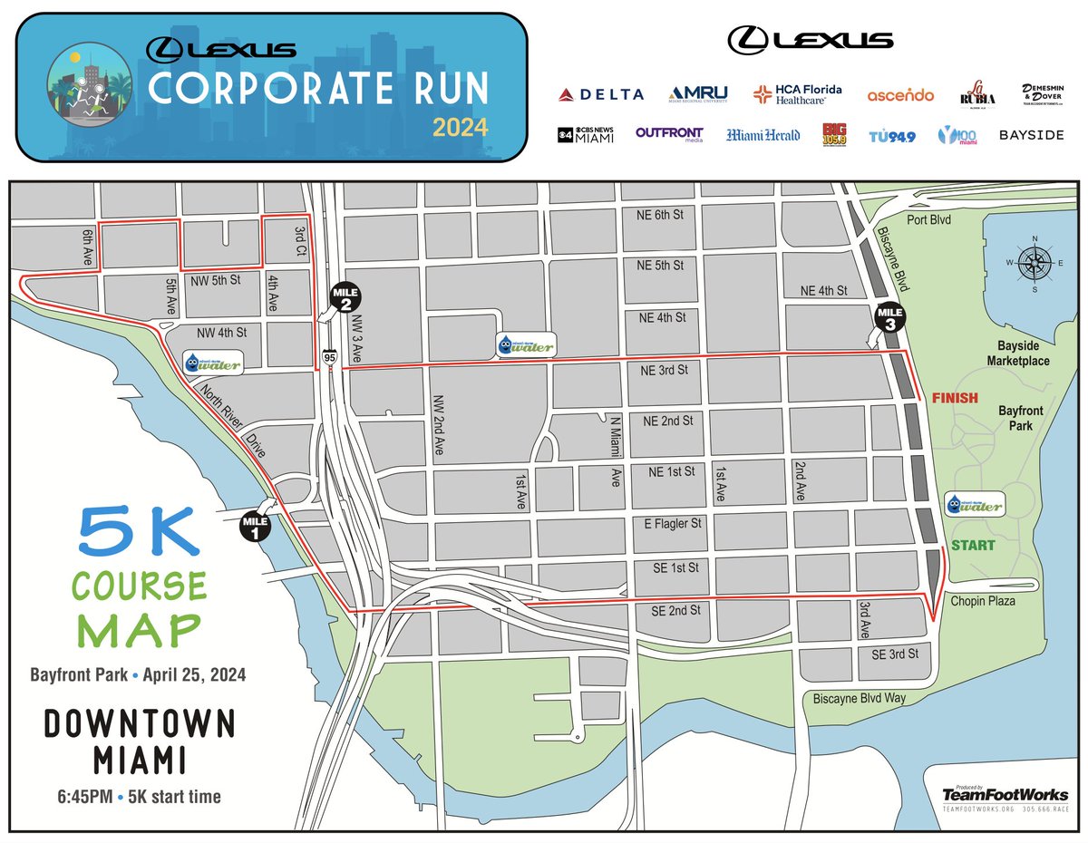 Attn. Neighbors, please take note that the Lexus Corporate Run is taking places next Thursday, April 25, 2024 at Bayfront Park. Brickell traffic will be impacted. Please see map below to avoid traffic delays.
