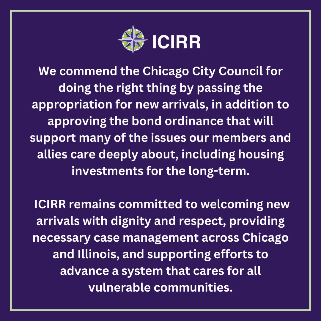 Read ICIRR's statement in response to Chicago City Council’s vote on emergency appropriations for new arrivals.