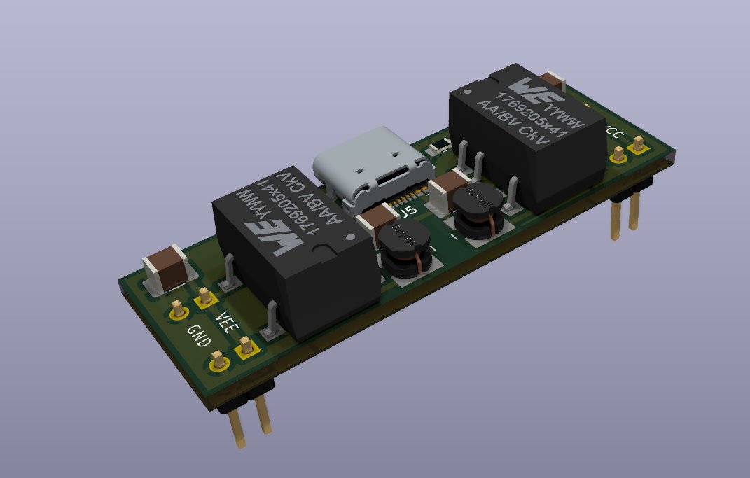 Needed a better power supply for my breadboards so I made a split power supply from würth isolated power modules in a breadboard formfactor :D