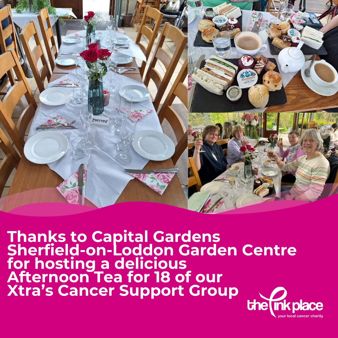 Thanks to the team at The Greenhouse Cafe @capitalgardens Sherfield-on-Loddon Garden Centre for hosting a delicious afternoon tea for 18 of our Pink Place Xtra's Cancer Wellbeing Support Group, funded by @Greenham_Trust The Peter Baker Foundation, for this special group of ladies