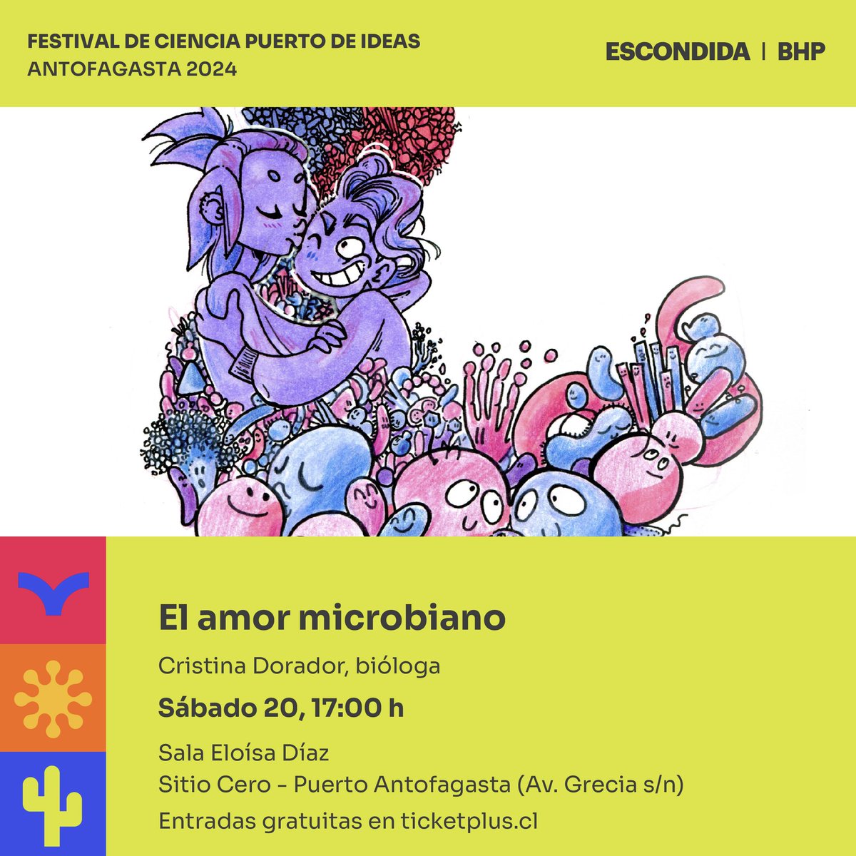 Amor, amor ¿dónde oí esa palabra antes?🎵 Mañana hablaremos de amor y microbios ❤️🦠 del amor a la vida, del amor en todas partes en @puertodeideas #Antofagasta 💘Sitio cero puerto/ sábado 20/ 17:00 horas