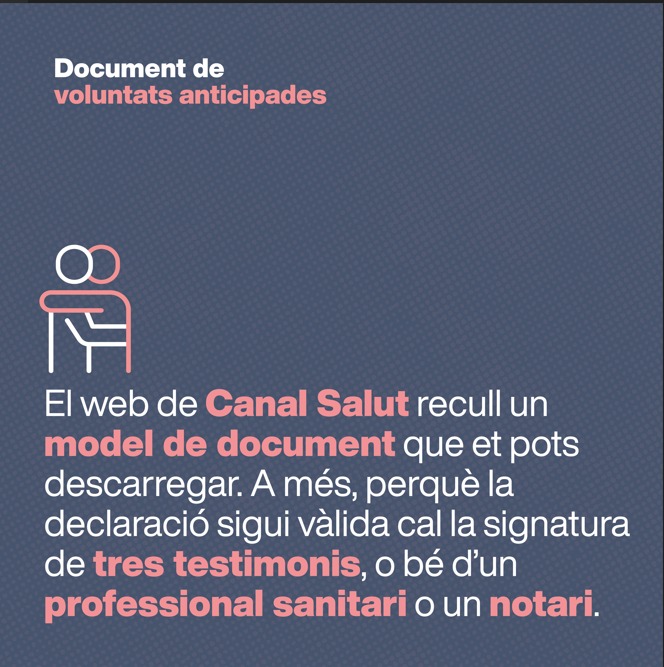 El document de voluntats anticipades ara també es pot fer davant d'un professional sanitari @salutcat