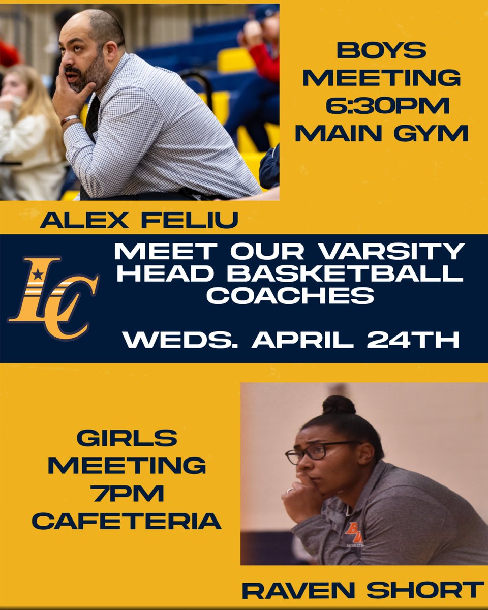 countylchs's tweet photo. We are excited to announce Coach Feliu and Short as our new Head Boys and GIrls Basketball Coaches. Parents and athletes please join us on Weds. to meet them & learn about their vision! https://t.co/HgXYAf6jlc