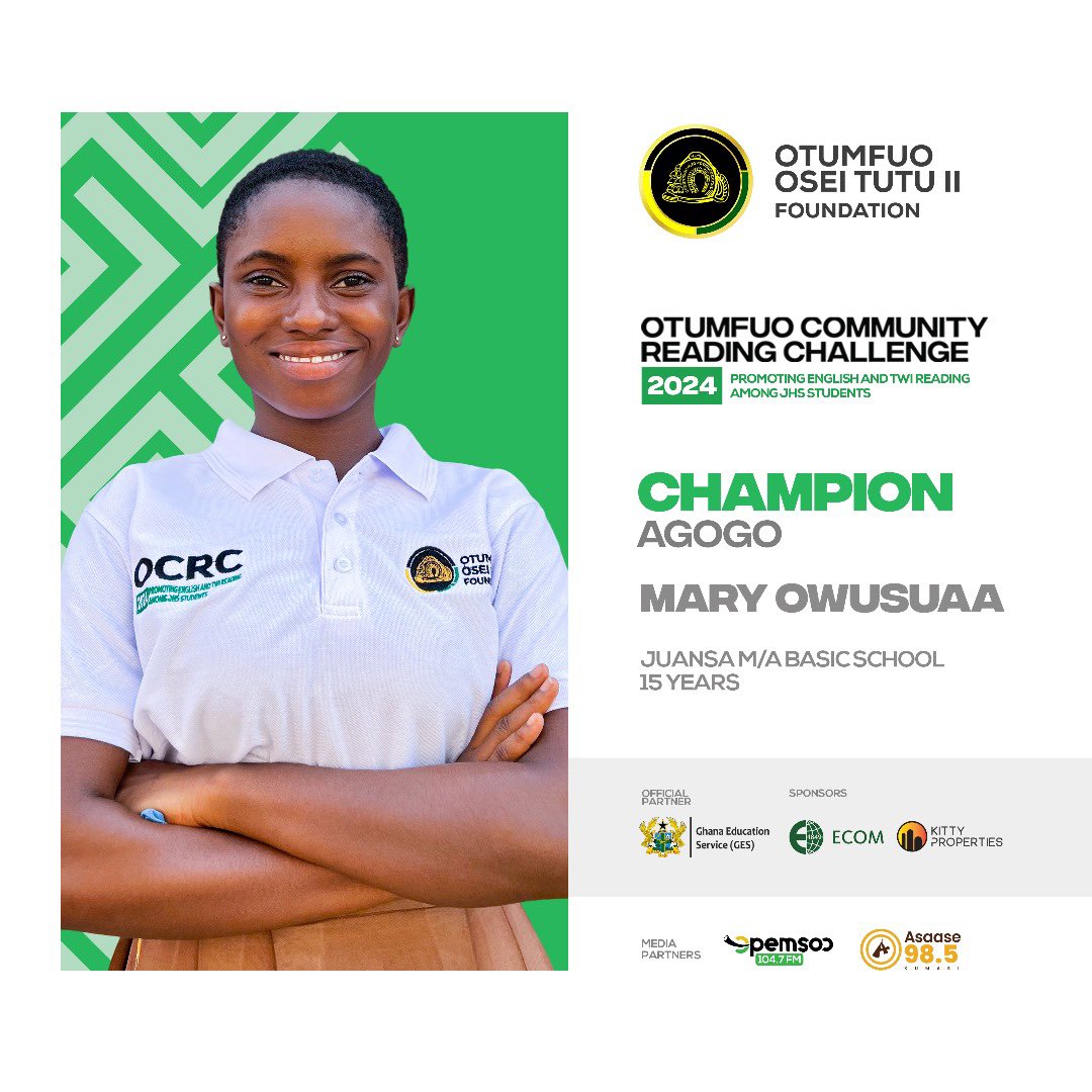 Congratulations Asante-Akyem North Champion.

See you in the next stage of the contest.

#OCRC2024 #Asanteakyemnorth #OOTIIF